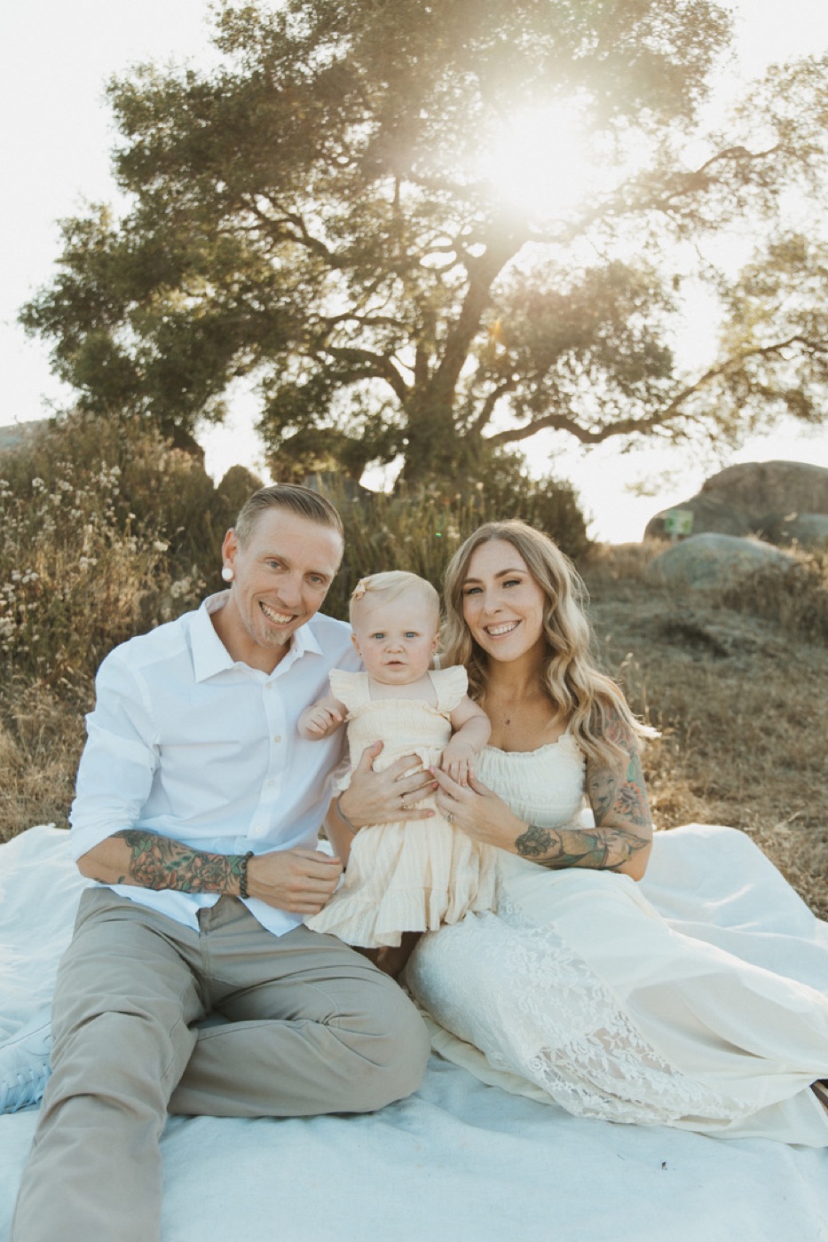 Justin Corbisez with his wife and daughter